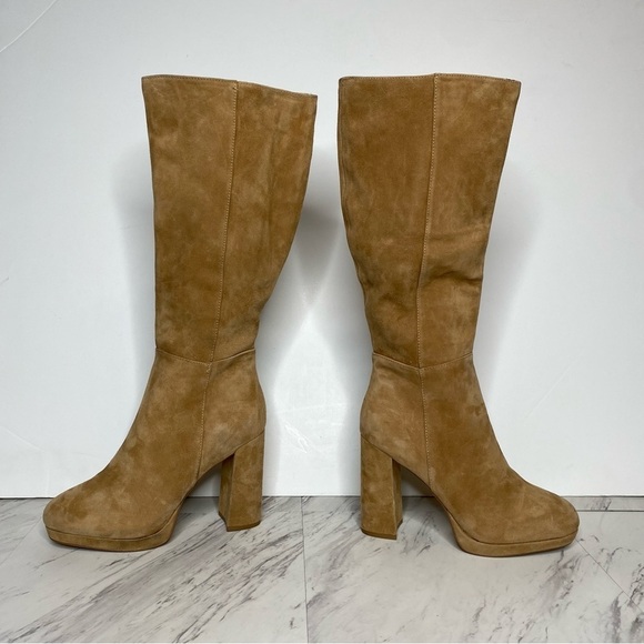 Steve Madden Marcello Tan Suede Heeled Tall Boot 9 1/2 M - Picture 7 of 16